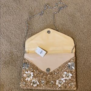Sequin clutch/ crossbody gold